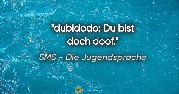 SMS - Die Jugendsprache Zitat: "dubidodo: Du bist doch doof."