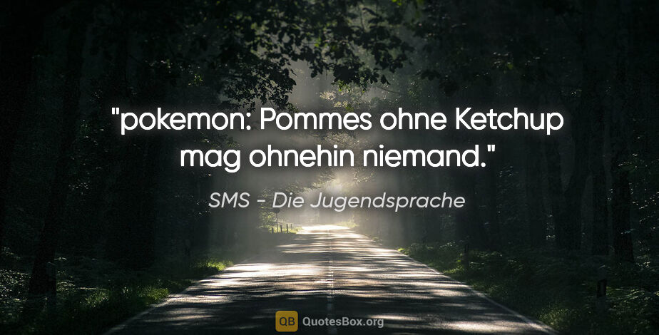 SMS - Die Jugendsprache Zitat: "pokemon: Pommes ohne Ketchup mag ohnehin niemand."