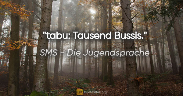 SMS - Die Jugendsprache Zitat: "tabu: Tausend Bussis."