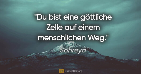 Sohreya Zitat: "Du bist eine göttliche Zelle auf einem menschlichen Weg."