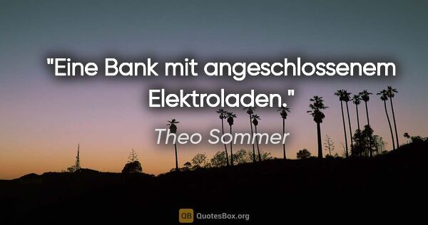 Theo Sommer Zitat: "Eine Bank mit angeschlossenem Elektroladen."