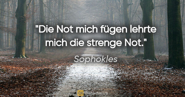 Sophokles Zitat: "Die Not mich fügen lehrte mich die strenge Not."