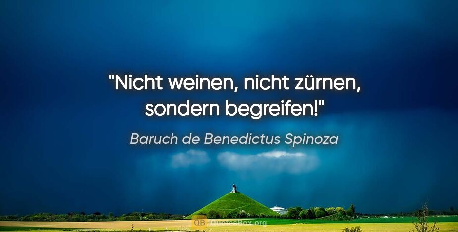 Baruch de Benedictus Spinoza Zitat: "Nicht weinen, nicht zürnen, sondern begreifen!"