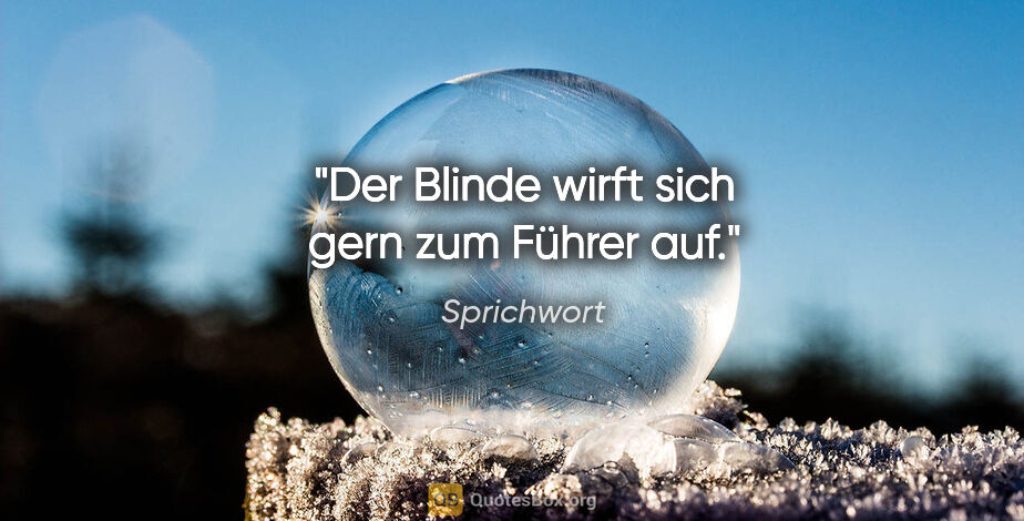 Sprichwort Zitat: "Der Blinde wirft sich gern zum Führer auf."