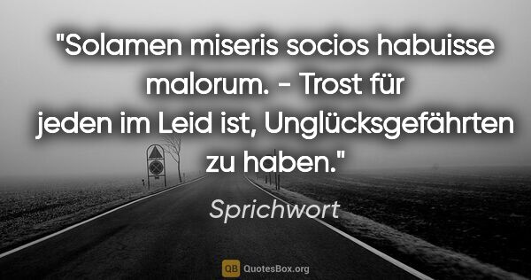 Sprichwort Zitat: "Solamen miseris socios habuisse malorum. - Trost für jeden im..."