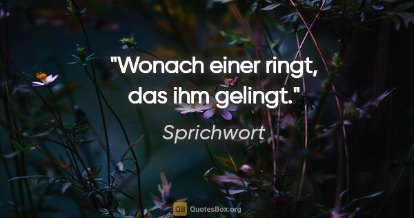 Sprichwort Zitat: "Wonach einer ringt, das ihm gelingt."