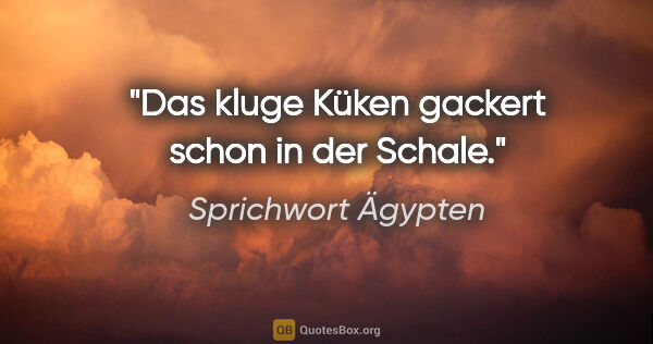 Sprichwort Ägypten Zitat: "Das kluge Küken gackert schon in der Schale."