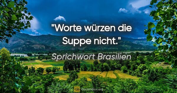 Sprichwort Brasilien Zitat: "Worte würzen die Suppe nicht."