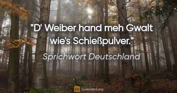 Sprichwort Deutschland Zitat: "D' Weiber hand meh Gwalt wie's Schießpulver."
