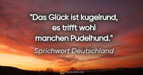 Sprichwort Deutschland Zitat: "Das Glück ist kugelrund, es trifft wohl manchen Pudelhund."