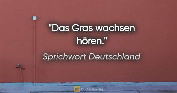 Sprichwort Deutschland Zitat: "Das Gras wachsen hören."