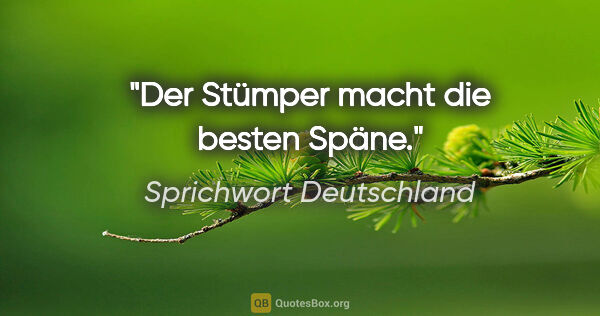 Sprichwort Deutschland Zitat: "Der Stümper macht die besten Späne."