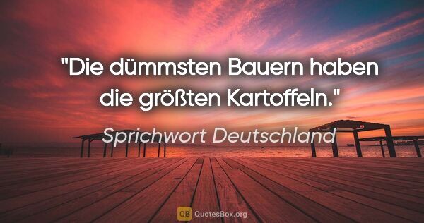 Sprichwort Deutschland Zitat: "Die dümmsten Bauern haben die größten Kartoffeln."