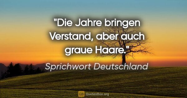 Sprichwort Deutschland Zitat: "Die Jahre bringen Verstand, aber auch graue Haare."