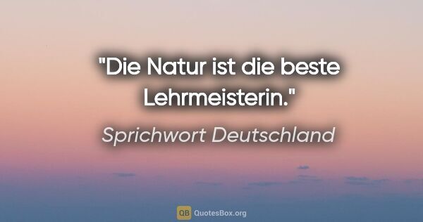 Sprichwort Deutschland Zitat: "Die Natur ist die beste Lehrmeisterin."