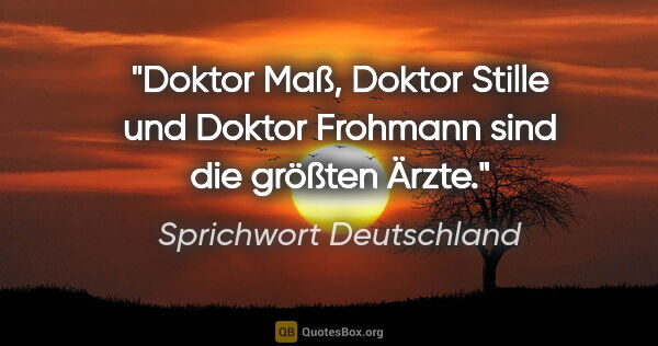 Sprichwort Deutschland Zitat: "Doktor Maß, Doktor Stille und Doktor Frohmann sind die größten..."