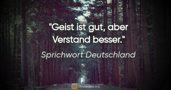 Sprichwort Deutschland Zitat: "Geist ist gut, aber Verstand besser."