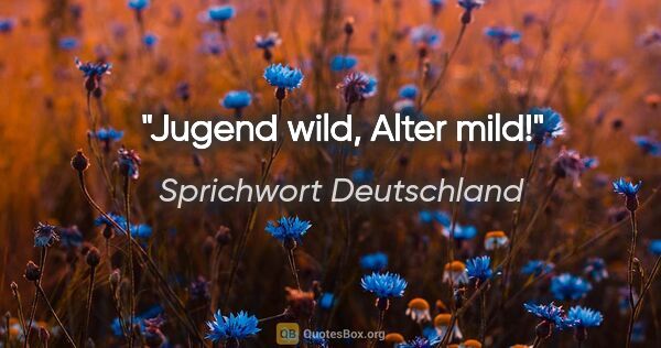 Sprichwort Deutschland Zitat: "Jugend wild, Alter mild!"