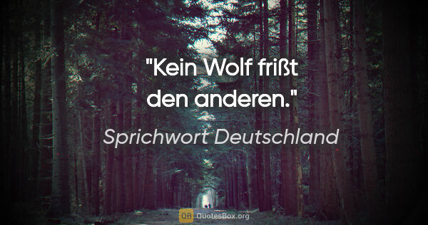 Sprichwort Deutschland Zitat: "Kein Wolf frißt den anderen."