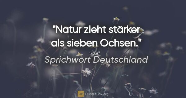 Sprichwort Deutschland Zitat: "Natur zieht stärker als sieben Ochsen."