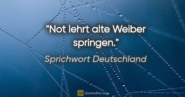 Sprichwort Deutschland Zitat: "Not lehrt alte Weiber springen."