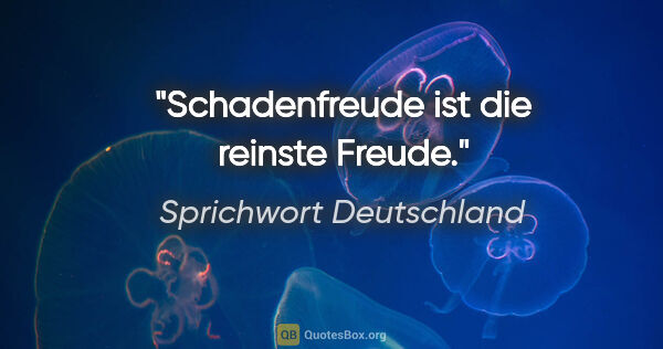 Sprichwort Deutschland Zitat: "Schadenfreude ist die reinste Freude."