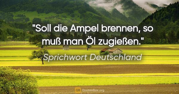 Sprichwort Deutschland Zitat: "Soll die Ampel brennen, so muß man Öl zugießen."