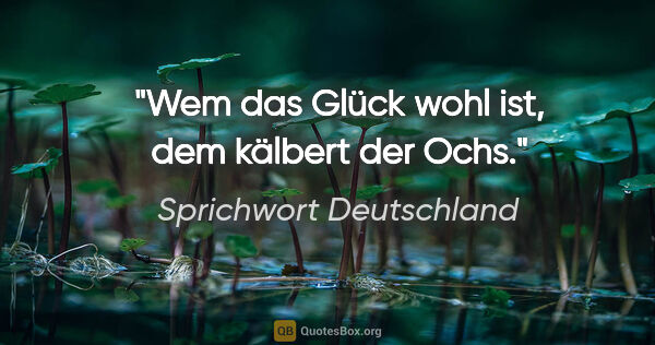 Sprichwort Deutschland Zitat: "Wem das Glück wohl ist, dem kälbert der Ochs."