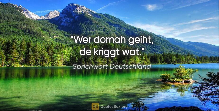 Sprichwort Deutschland Zitat: "Wer dornah geiht, de kriggt wat."