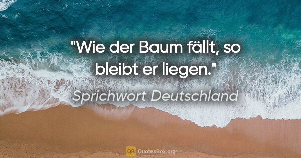 Sprichwort Deutschland Zitat: "Wie der Baum fällt, so bleibt er liegen."