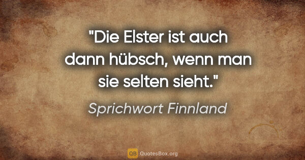 Sprichwort Finnland Zitat: "Die Elster ist auch dann hübsch, wenn man sie selten sieht."