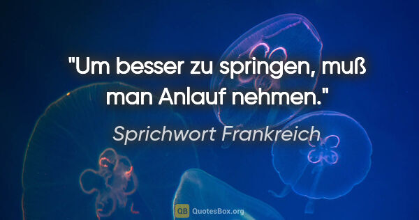 Sprichwort Frankreich Zitat: "Um besser zu springen, muß man Anlauf nehmen."