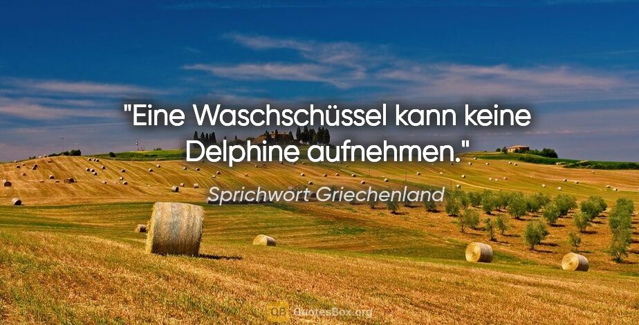 Sprichwort Griechenland Zitat: "Eine Waschschüssel kann keine Delphine aufnehmen."