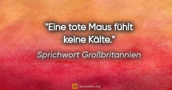 Sprichwort Großbritannien Zitat: "Eine tote Maus fühlt keine Kälte."