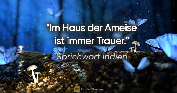 Sprichwort Indien Zitat: "Im Haus der Ameise ist immer Trauer."