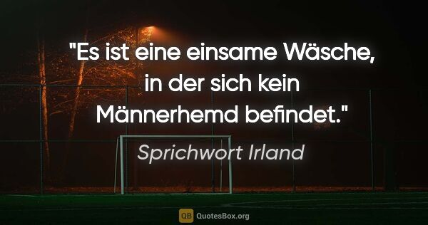 Sprichwort Irland Zitat: "Es ist eine einsame Wäsche, in der sich kein Männerhemd befindet."