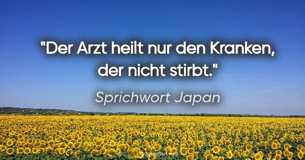 Sprichwort Japan Zitat: "Der Arzt heilt nur den Kranken, der nicht stirbt."