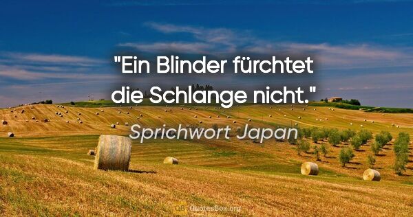 Sprichwort Japan Zitat: "Ein Blinder fürchtet die Schlange nicht."