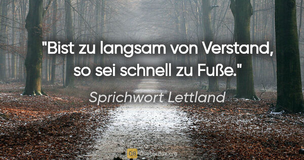 Sprichwort Lettland Zitat: "Bist zu langsam von Verstand, so sei schnell zu Fuße."