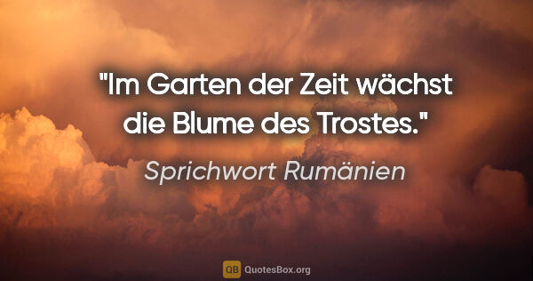 Sprichwort Rumänien Zitat: "Im Garten der Zeit wächst die Blume des Trostes."