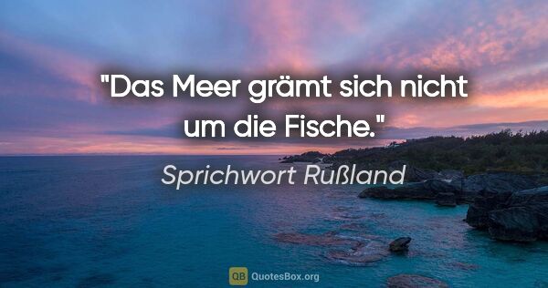 Sprichwort Rußland Zitat: "Das Meer grämt sich nicht um die Fische."