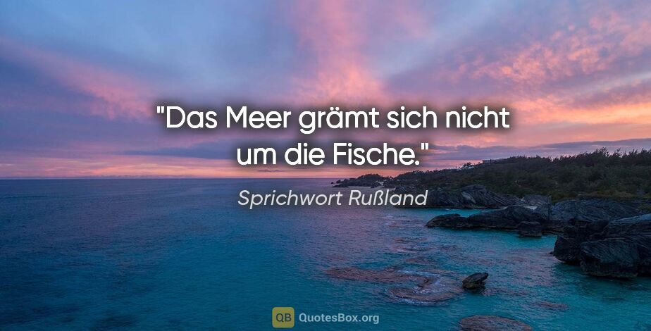 Sprichwort Rußland Zitat: "Das Meer grämt sich nicht um die Fische."