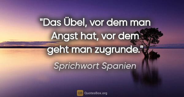 Sprichwort Spanien Zitat: "Das Übel, vor dem man Angst hat, vor dem geht man zugrunde."