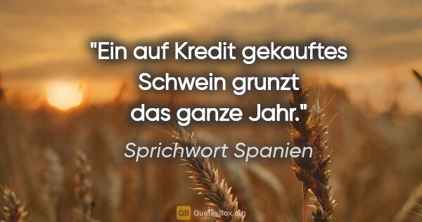 Sprichwort Spanien Zitat: "Ein auf Kredit gekauftes Schwein grunzt das ganze Jahr."