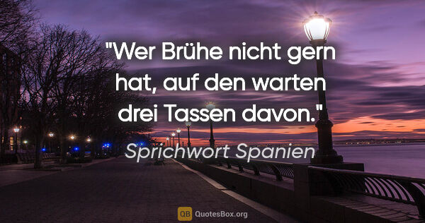 Sprichwort Spanien Zitat: "Wer Brühe nicht gern hat, auf den warten drei Tassen davon."