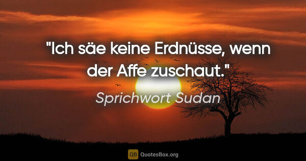 Sprichwort Sudan Zitat: "Ich säe keine Erdnüsse, wenn der Affe zuschaut."