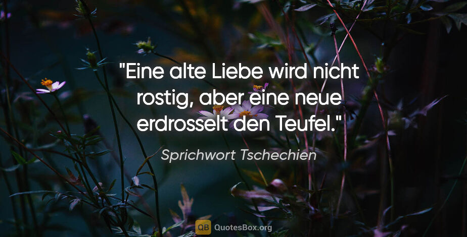 Sprichwort Tschechien Zitat: "Eine alte Liebe wird nicht rostig, aber eine neue erdrosselt..."