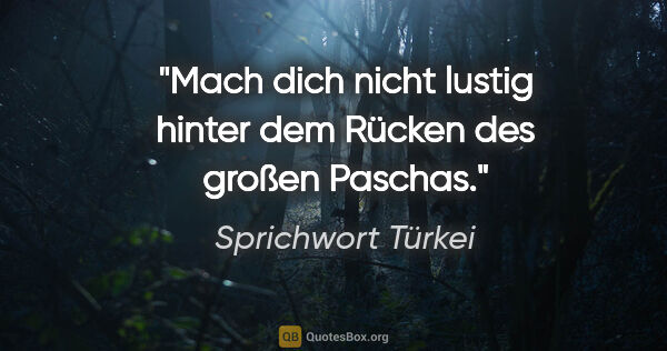 Sprichwort Türkei Zitat: "Mach dich nicht lustig hinter dem Rücken des großen Paschas."