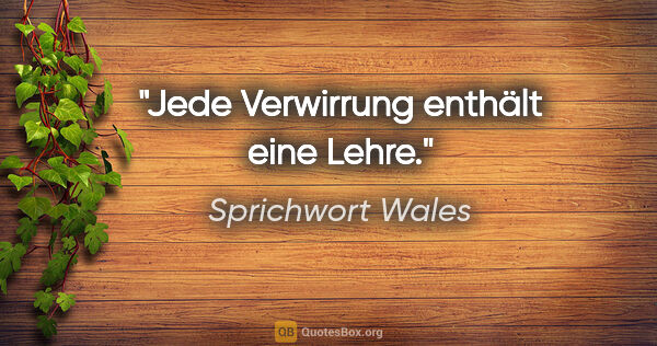 Sprichwort Wales Zitat: "Jede Verwirrung enthält eine Lehre."