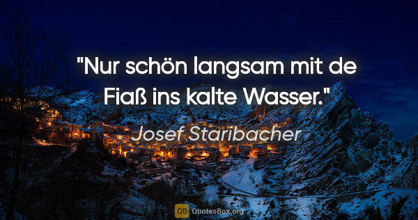 Josef Staribacher Zitat: "Nur schön langsam mit de Fiaß ins kalte Wasser."